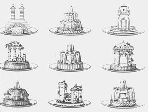 Desenhos para decoração de alimentos de &39;The Parisian Cook&39; de Antoine Careme, placa 21, publicada em 1842